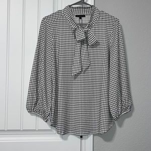 Adrianna Papell Tie Neck Yoke Detail Knit Top